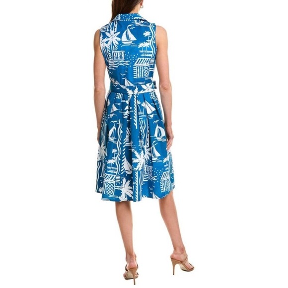 NWT Samantha Sung Audrey #1 Sleeveless Dress in Cote D’azure Sea Blue - Size 12 - Picture 2 of 9